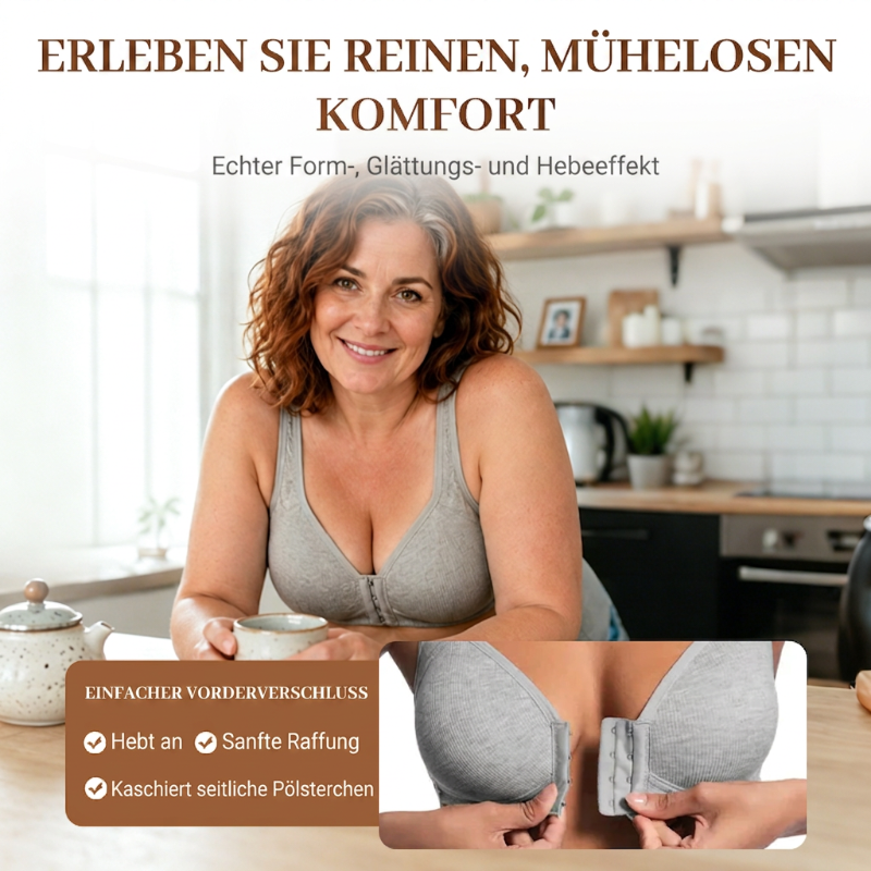 🔥 Vorderverschluss-BH: Verstellbar, ohne Bügel, unsichtbar & Seitenstütze – täglicher Komfort für Frühling & Sommer!