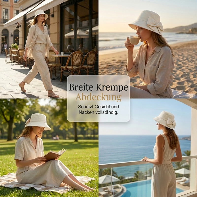 👒 Damen-Sonnenhut mit breiter Krempe und Schleife – faltbarer UV-Schutzhut, ideal für Strand und Urlaub 🎀