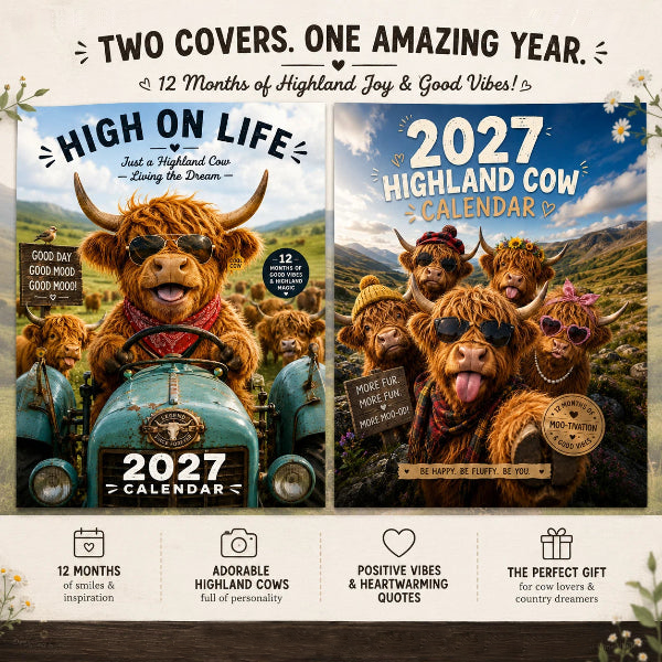 🐮 JETZT 50 % RABATT! 🗓️ Lustiger Wandkalender 2027 mit Hochlandrindern – A4-Format zum Aufhängen, charmantes Design und ein ganzes Jahr voller Spaß – Perfekt für Zuhause, Büro oder als Geschenk ✨