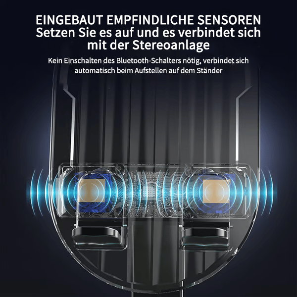5-in-1 Handyhalterung mit kabellosem induktivem Audio-Bluetooth-Lautsprecher, 360° drehbarer LED-Halterung und universeller Lautsprecherhalterung