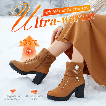 👢 Warm gefütterte Damenstiefeletten mit Blockabsatz