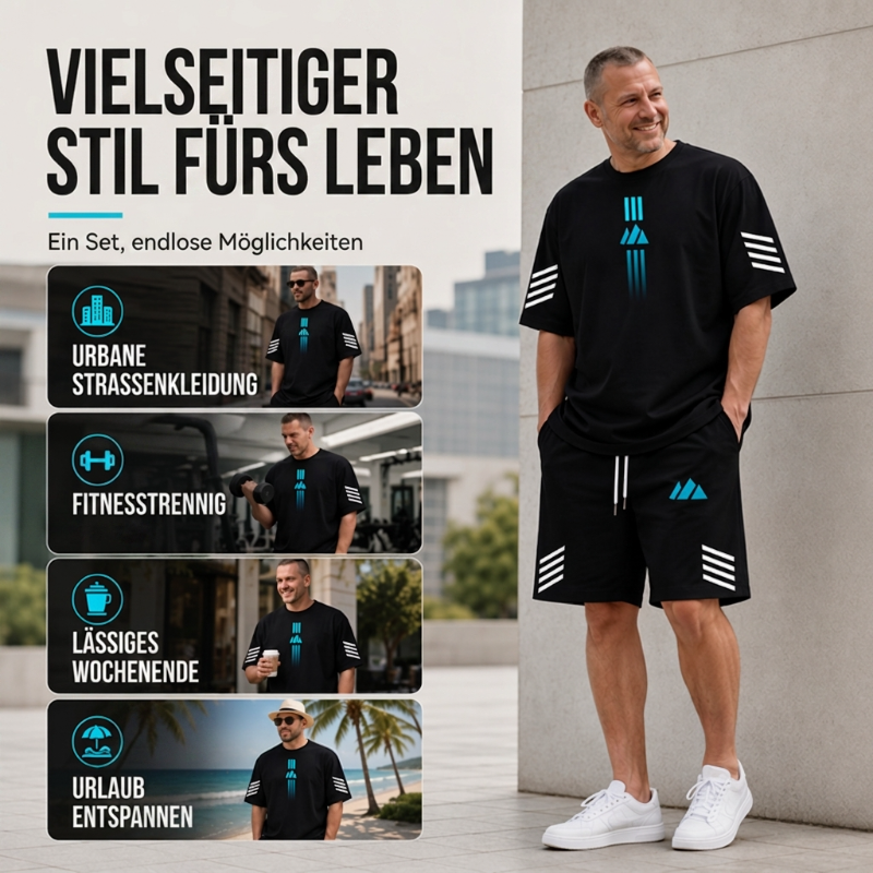 ☀️ Herren Sommer T-Shirt & Shorts Zweiteiler Set – Jetzt im Sommerausverkauf! 🔥