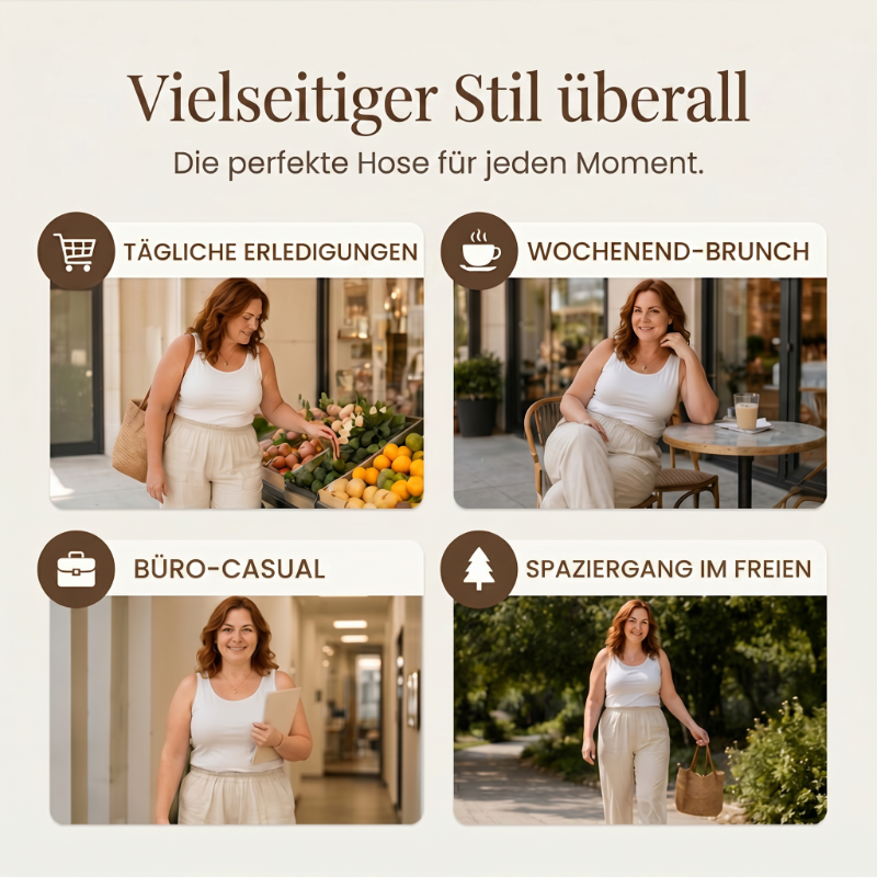 👖 50% RABATT! 🌾 Damen Leinen-Optik Freizeithose – Elastischer Bund, lockerer Schnitt & Taschen – Super bequem für Alltag, Reisen oder warme Tage – stilvoll & leicht 🤍✨