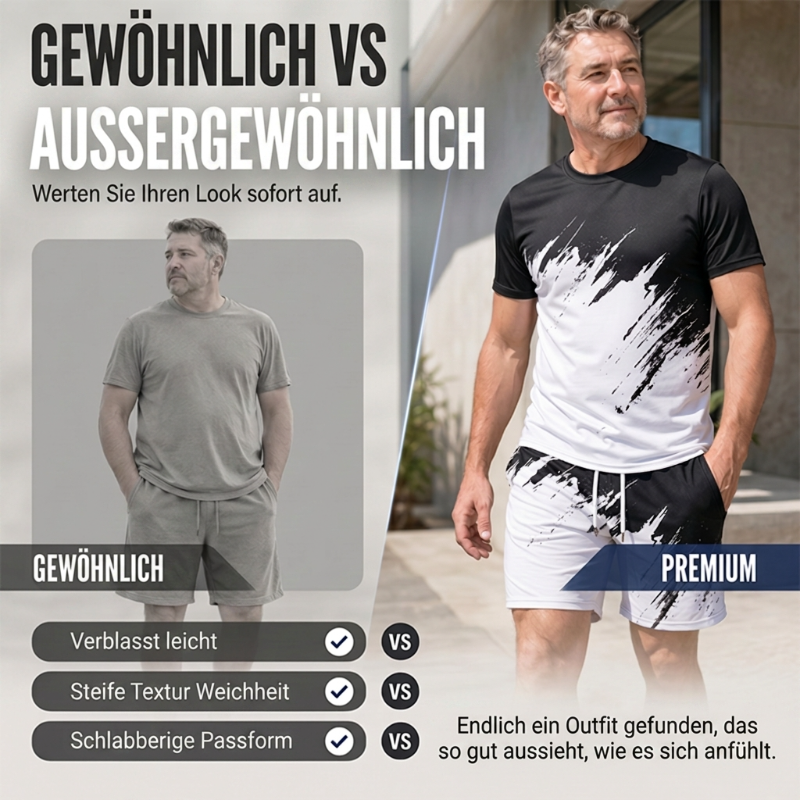 👕 50% RABATT! ☀️ 2-teiliges Sommer-Set für Herren – Mit dynamischem Print, atmungsaktiv & bequem – Perfekt für Alltag, Sport oder Freizeit – lässiger und leichter 2-in-1 Look 🩳✨