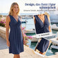 👗🎀 Damen V-Ausschnitt-Kleid mit Knoten- & Raffdetail – ärmellos, taillenbetont & feminin – Fließender Stoff, perfekt für Sommerpartys, Büro oder romantische Anlässe 💃