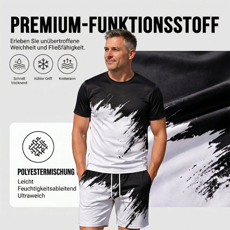 👕 50% RABATT! ☀️ 2-teiliges Sommer-Set für Herren – Mit dynamischem Print, atmungsaktiv & bequem – Perfekt für Alltag, Sport oder Freizeit – lässiger und leichter 2-in-1 Look 🩳✨