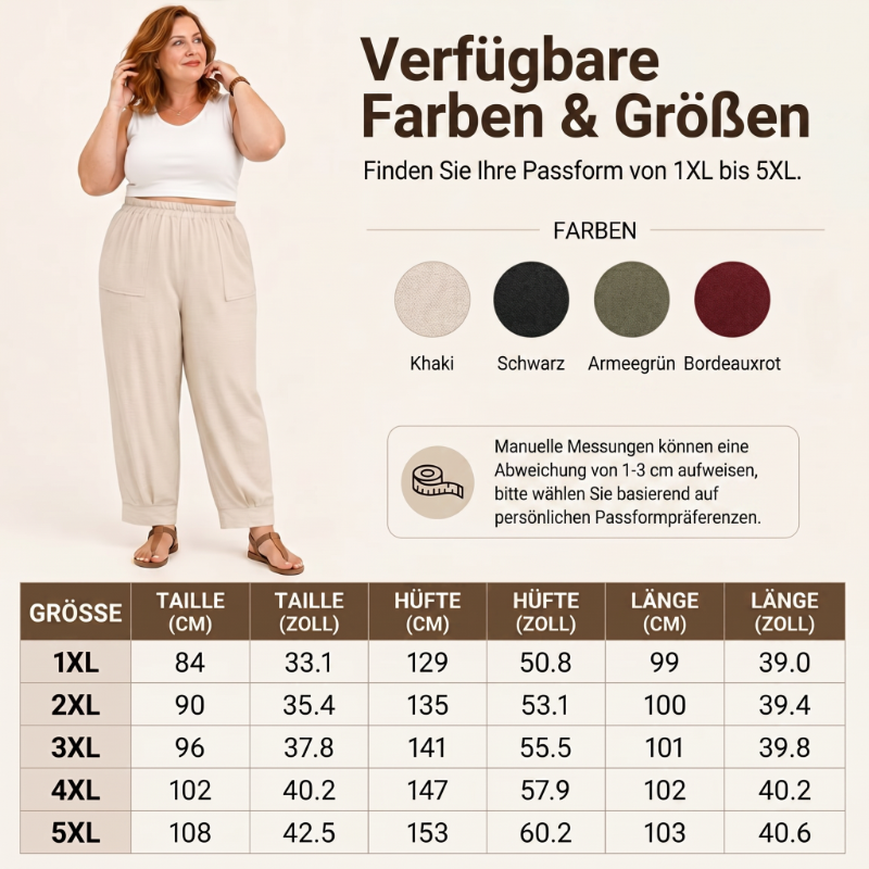 👖 50% RABATT! 🌾 Damen Leinen-Optik Freizeithose – Elastischer Bund, lockerer Schnitt & Taschen – Super bequem für Alltag, Reisen oder warme Tage – stilvoll & leicht 🤍✨