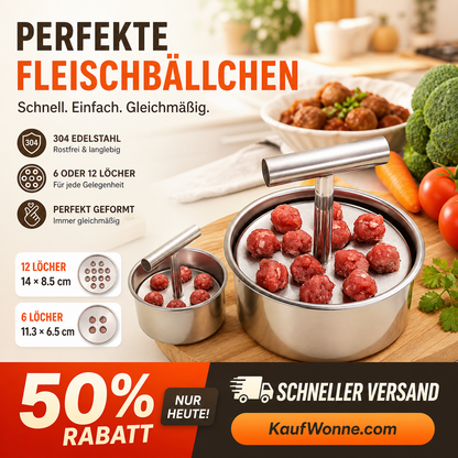 🍡 50% RABATT! 🥩 Fleischbällchen-Maker – Edelstahl, lebensmittelecht & praktisch ✨