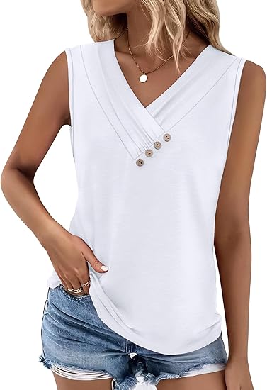 Einfarbiges V-Ausschnitt-Tanktop für Damen – atmungsaktiv & vielseitig