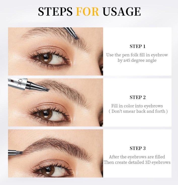 💄 KÖP 1 FÅ 1 GRATIS! ✨ 3D Vattenfast Microblading Ögonbrynspenna – 4-Piggar, Naturlig Look & Långvarig Hållbarhet 👁️