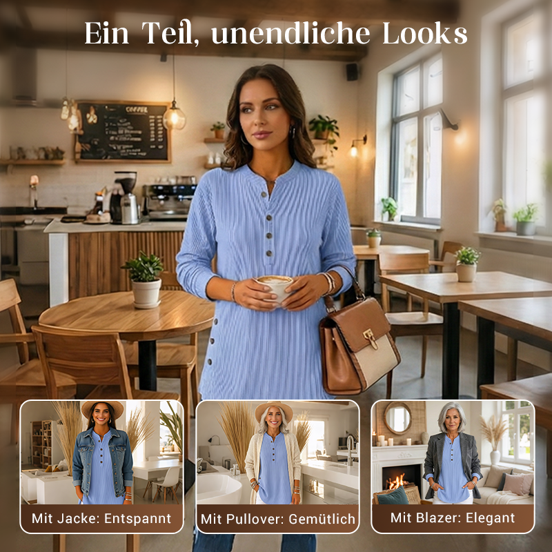 ✨🎅Weihnachtsangebote – Nur für kurze Zeit!⏰Langärmeliges, locker gestricktes Sweatshirt aus einfarbigem Material mit Rundhalsausschnitt für Damen