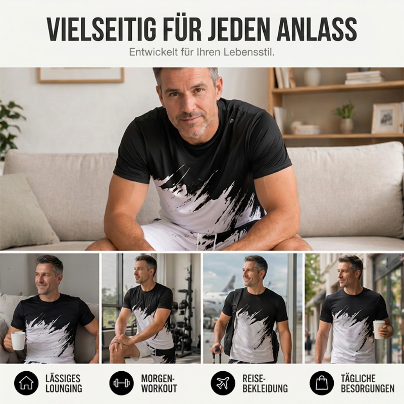 👕 50% RABATT! ☀️ 2-teiliges Sommer-Set für Herren – Mit dynamischem Print, atmungsaktiv & bequem – Perfekt für Alltag, Sport oder Freizeit – lässiger und leichter 2-in-1 Look 🩳✨