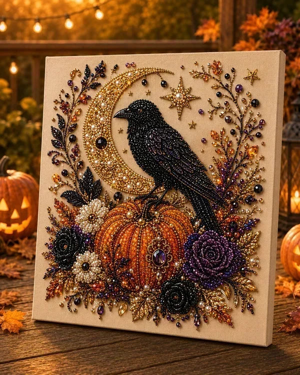 👻✨50.000 VERKAUFT!🎃 Halloween Perlkunst DIY-Kit – Keine Malfähigkeiten erforderlich, einfach Perlen zuordnen und platzieren. Erstelle gruselig-süße Dekoration für ein gemütliches Herbst-Zuhause! 🧵🖼️