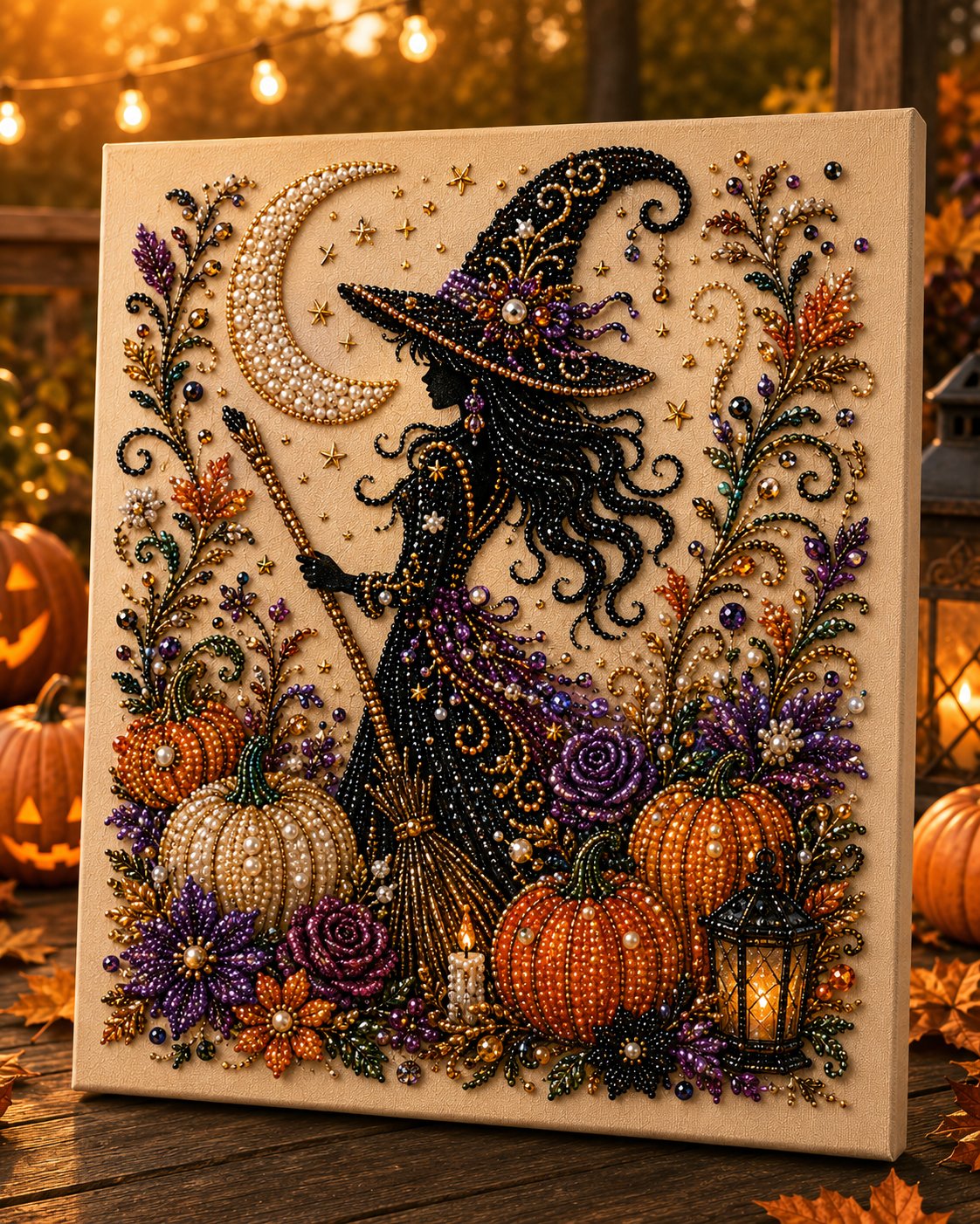 👻✨50.000 VERKAUFT!🎃 Halloween Perlkunst DIY-Kit – Keine Malfähigkeiten erforderlich, einfach Perlen zuordnen und platzieren. Erstelle gruselig-süße Dekoration für ein gemütliches Herbst-Zuhause! 🧵🖼️