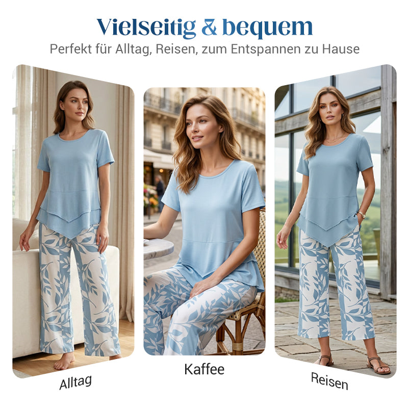 🌸 Mehrlagiges Freizeit-Set mit Extrawide Hose ✨ Ideal für Alltag & Reisen
