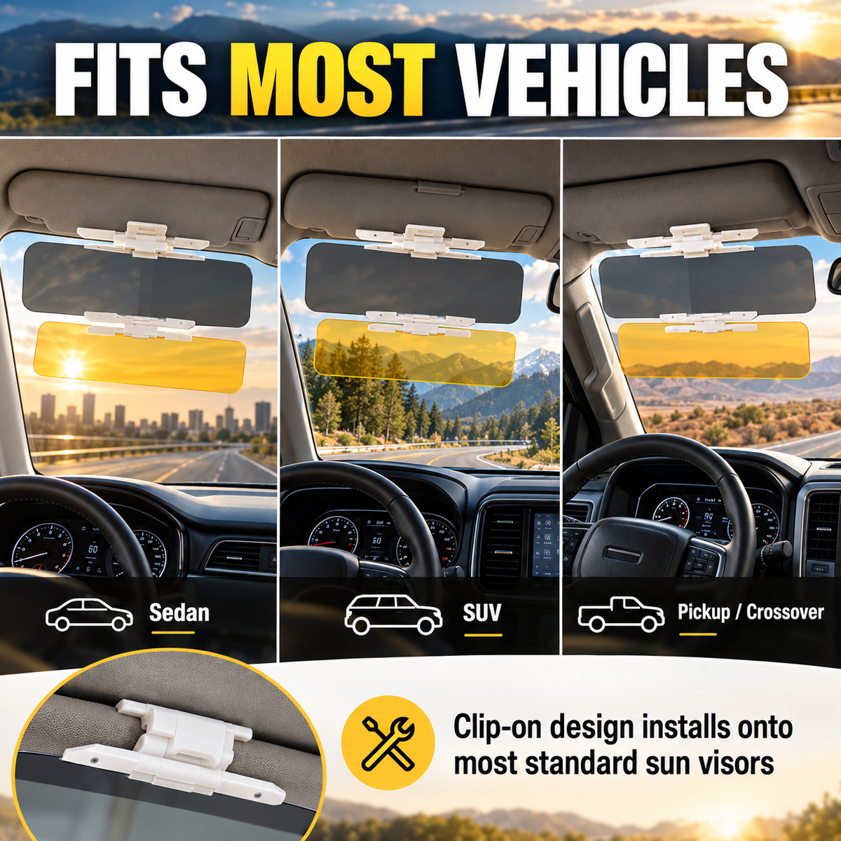 🎁2026 Neuheiten 50% RABATT💥🚗 Sicherer Fahren bei Tag & Nacht 🌙 Universelle HD Blendschutz-Sonnenblende fürs Auto ✨