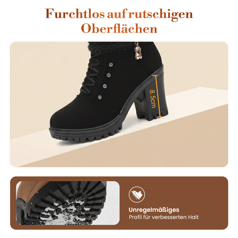 👢 Warm gefütterte Damenstiefeletten mit Blockabsatz