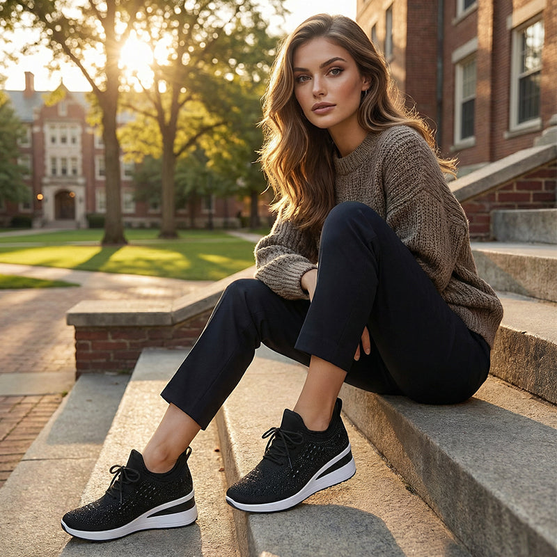📢📢50% RABATT! ⏰ Atmungsaktive Sneaker aus Mesh mit Strassverzierung – Funkelndes Design, Leichte Belüftung & Rutschfeste Gummisohle ✨👟