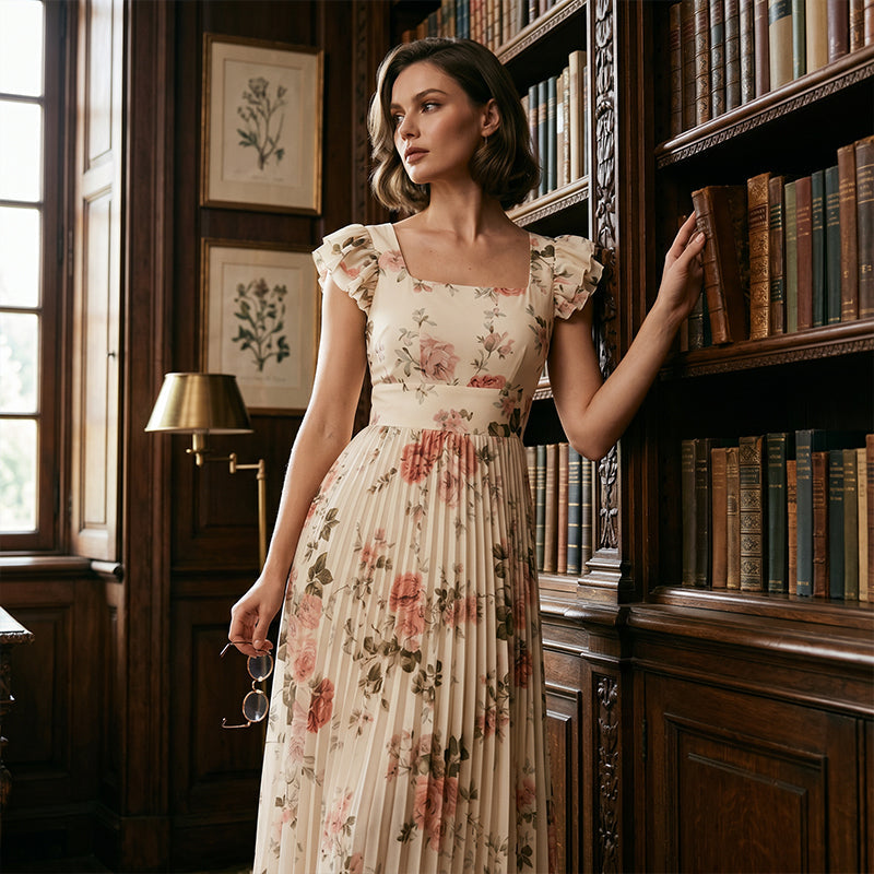 👗🌺 ELEGANTES BLUMENPRINT-MAXI-KLEID MIT PLISSEEFALTEN – 50% RABATT! Romantisch, schmeichelhaft & perfekt für Frühling, Sommer & festliche Anlässe 💫