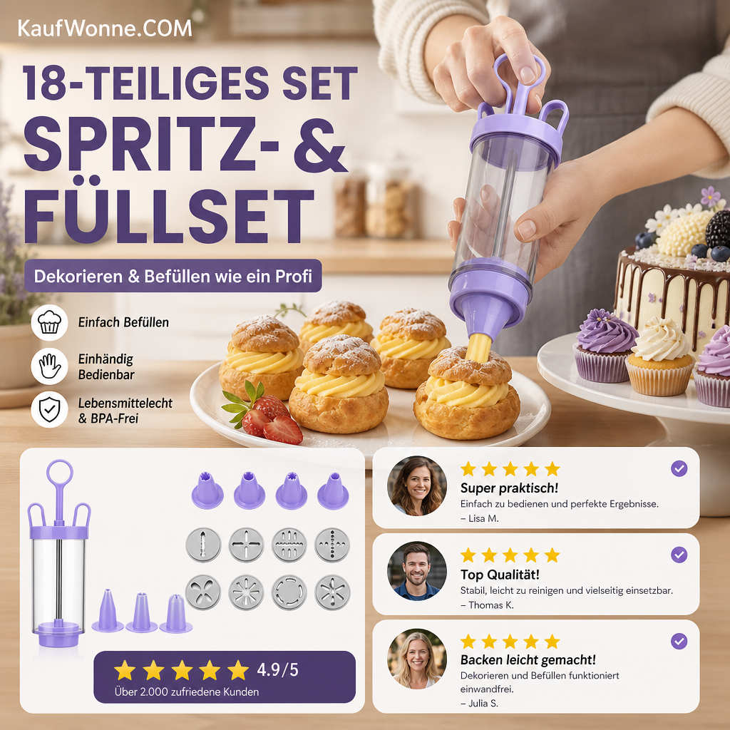 ⏰Edelstahl-Kuchendekorationspistolen-Set💉🏵️🍪