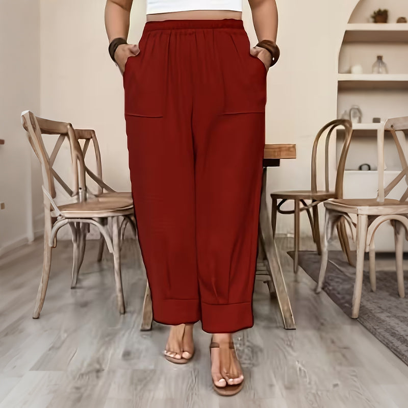 👖 50% RABATT! 🌾 Damen Leinen-Optik Freizeithose – Elastischer Bund, lockerer Schnitt & Taschen – Super bequem für Alltag, Reisen oder warme Tage – stilvoll & leicht 🤍✨