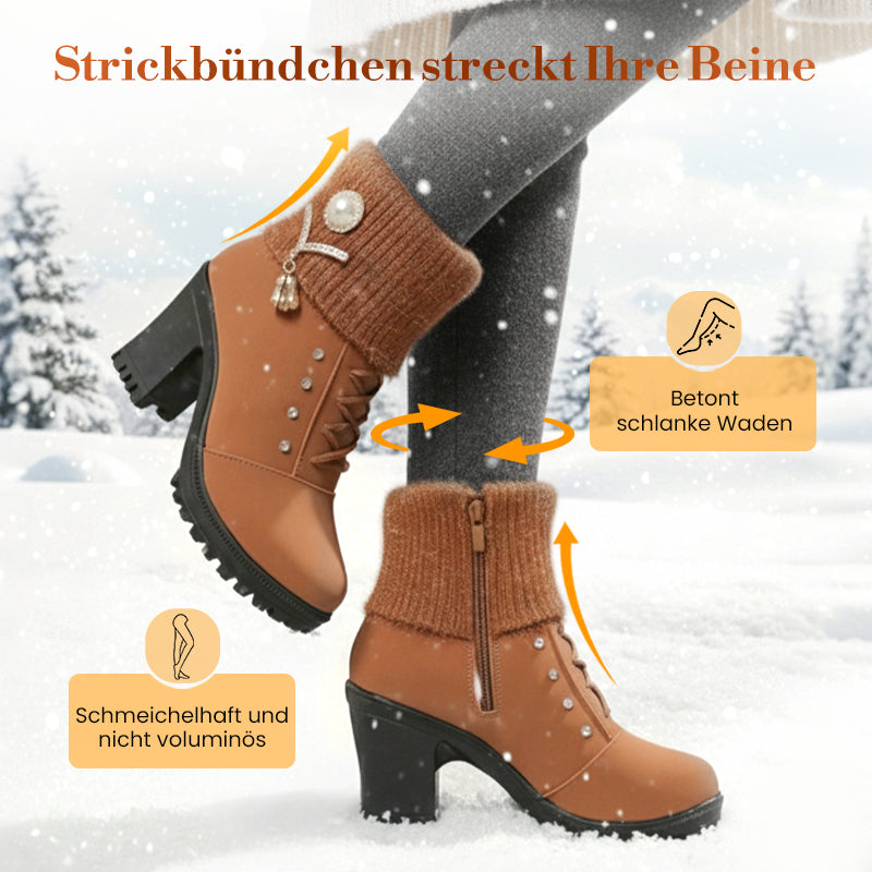👢 Warm gefütterte Damenstiefeletten mit Blockabsatz