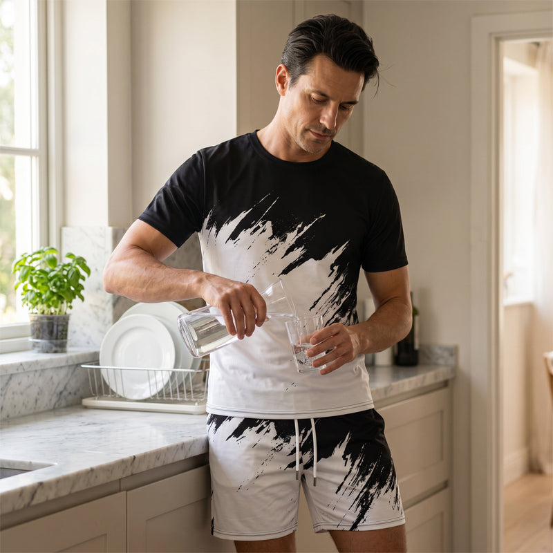 👕 50% RABATT! ☀️ 2-teiliges Sommer-Set für Herren – Mit dynamischem Print, atmungsaktiv & bequem – Perfekt für Alltag, Sport oder Freizeit – lässiger und leichter 2-in-1 Look 🩳✨