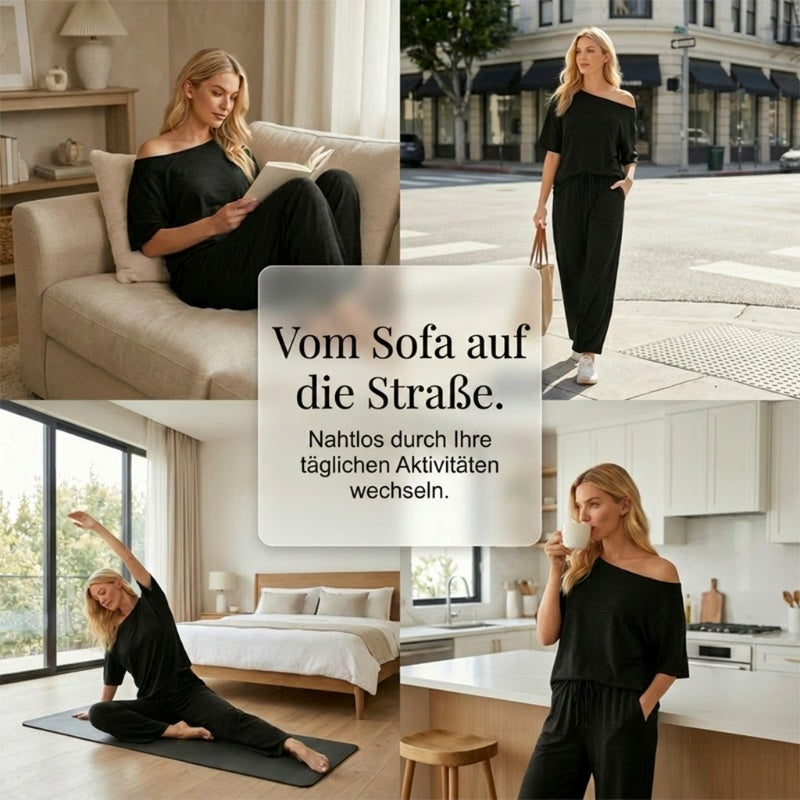 💃 2-teiliges Set – Schulterfreies Oberteil und Hose für Damen 🌟