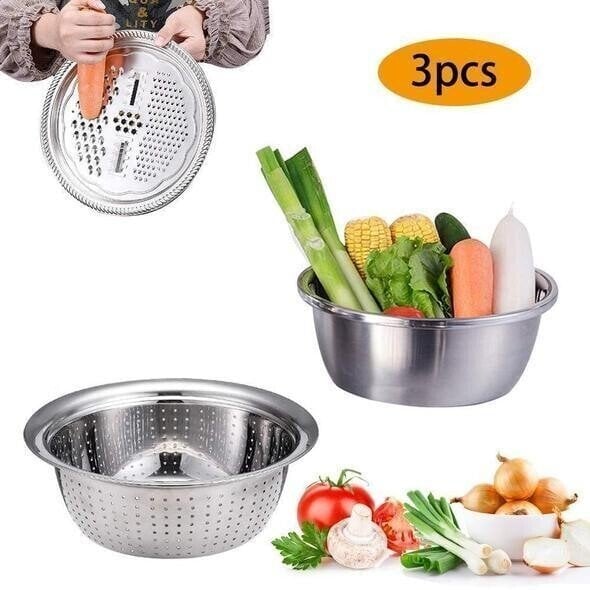 🔥 Heute -50 %! 🥣 3-in-1 Küchenschüssel-Set – Waschen, Abtropfen & Reiben in einem