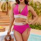 💥50% RABATT!🩱Patchwork-Bikini mit V-Ausschnitt, 2-teiliges Set