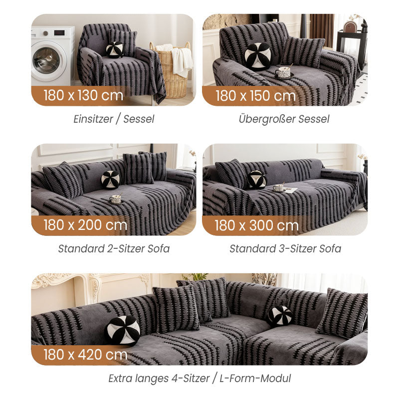 💥💥50% RABATT 2026!🛋️✨Plüsch Sofaüberwurf - Extra Dicke & Rutschfeste Decke mit Elastischen Kanten für Herbst und Winter 🍂❄️