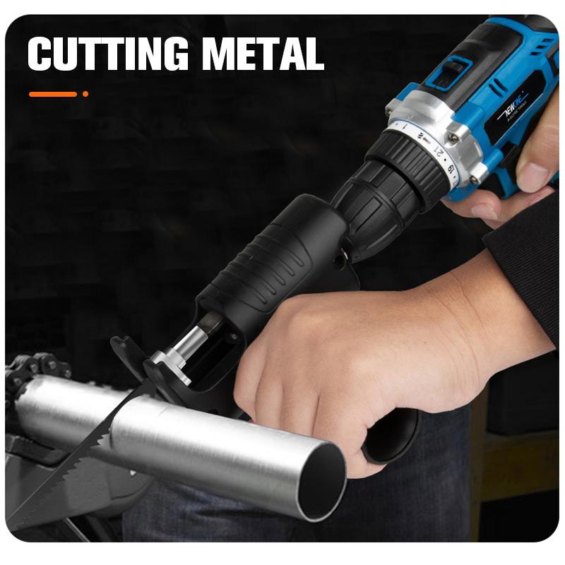 💥 50% Rabatt! 🔧 Säbelsäge-Adapter für Bohrmaschinen – verwandelt Bohrer in Säge. Stahl-Sägeblatthalter, ergonomischer Griff. Inklusive 3 Sägeblätter (Holz, Metall, Kunststoff). Max. Aufnahme Ø 10 mm ⚡