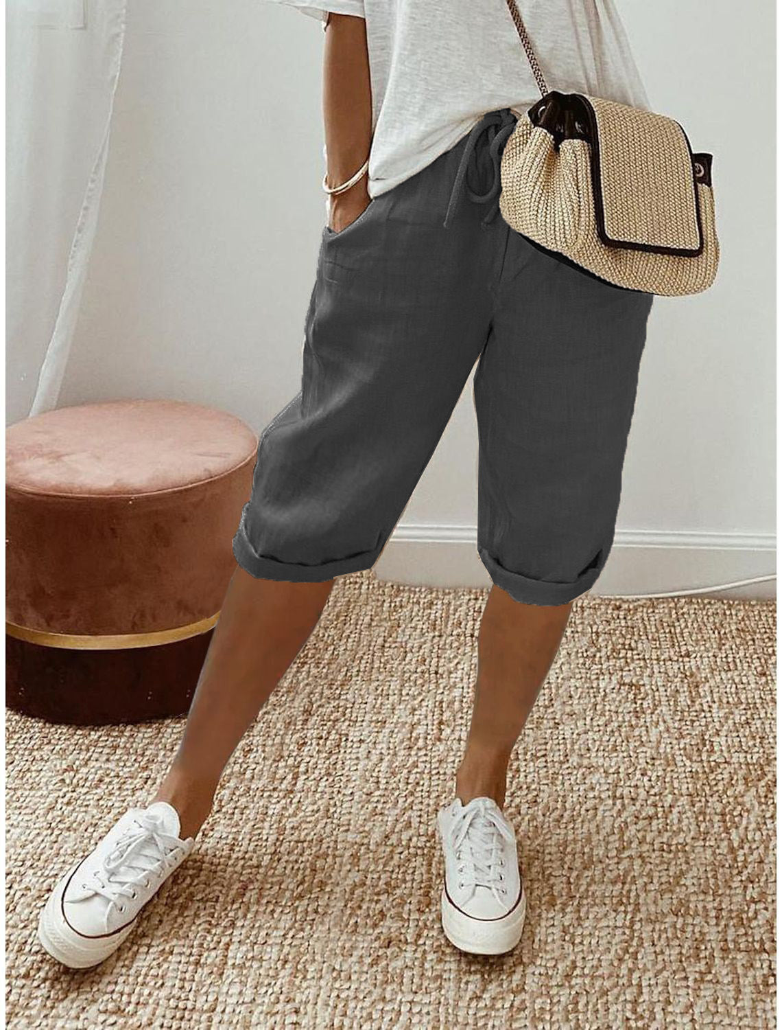 💞 50K+ VERKAUFT! ⚡👖Lässige Caprihosen aus Baumwoll-Leinen für Damen