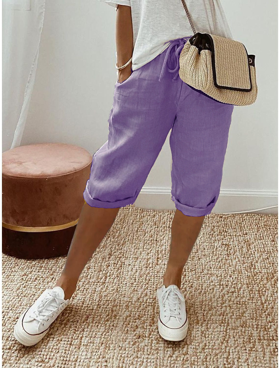 💞 50K+ VERKAUFT! ⚡👖Lässige Caprihosen aus Baumwoll-Leinen für Damen