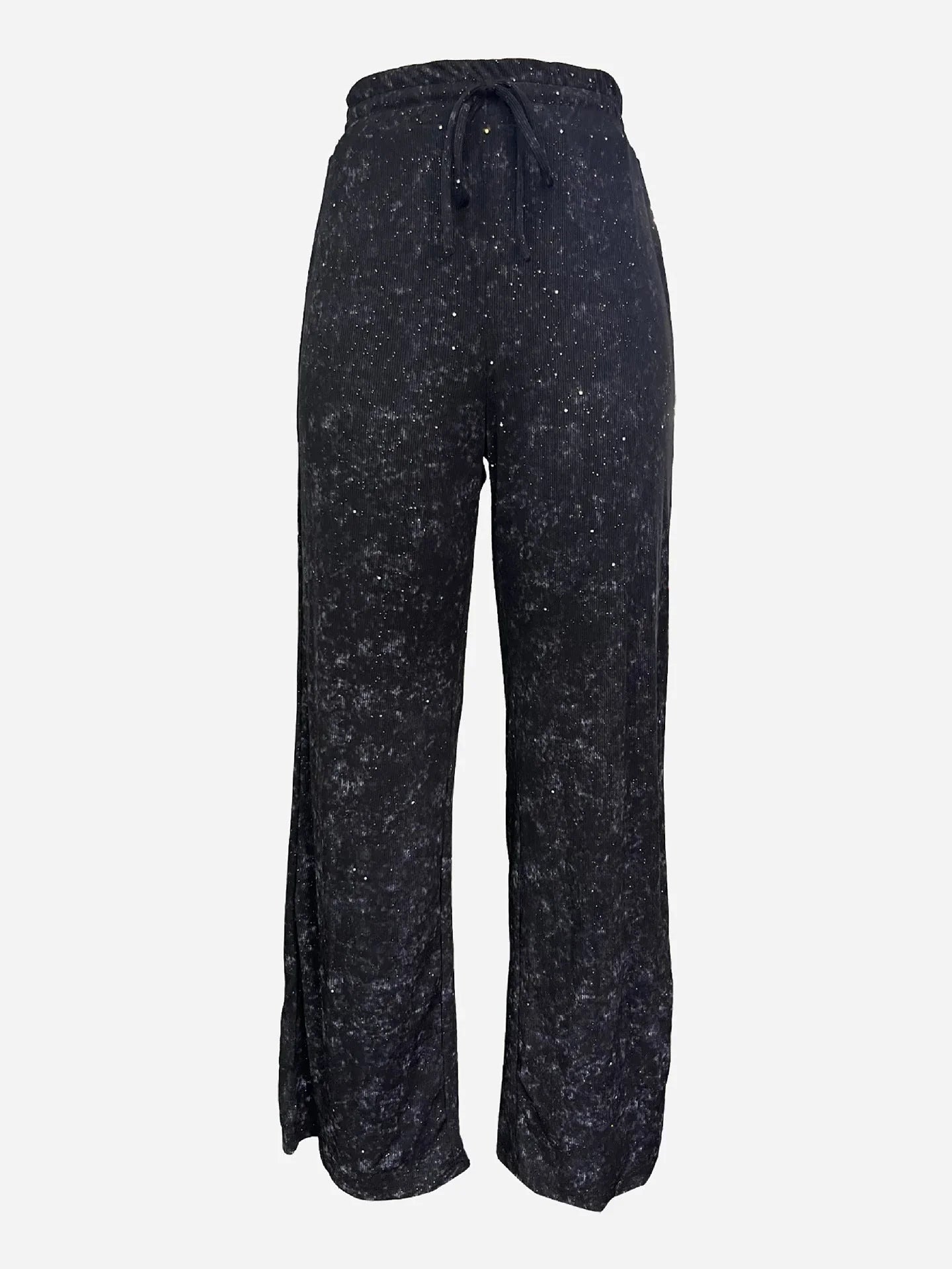 💖Damenhose mit Pailletten und weitem Bein, elastischem Bund