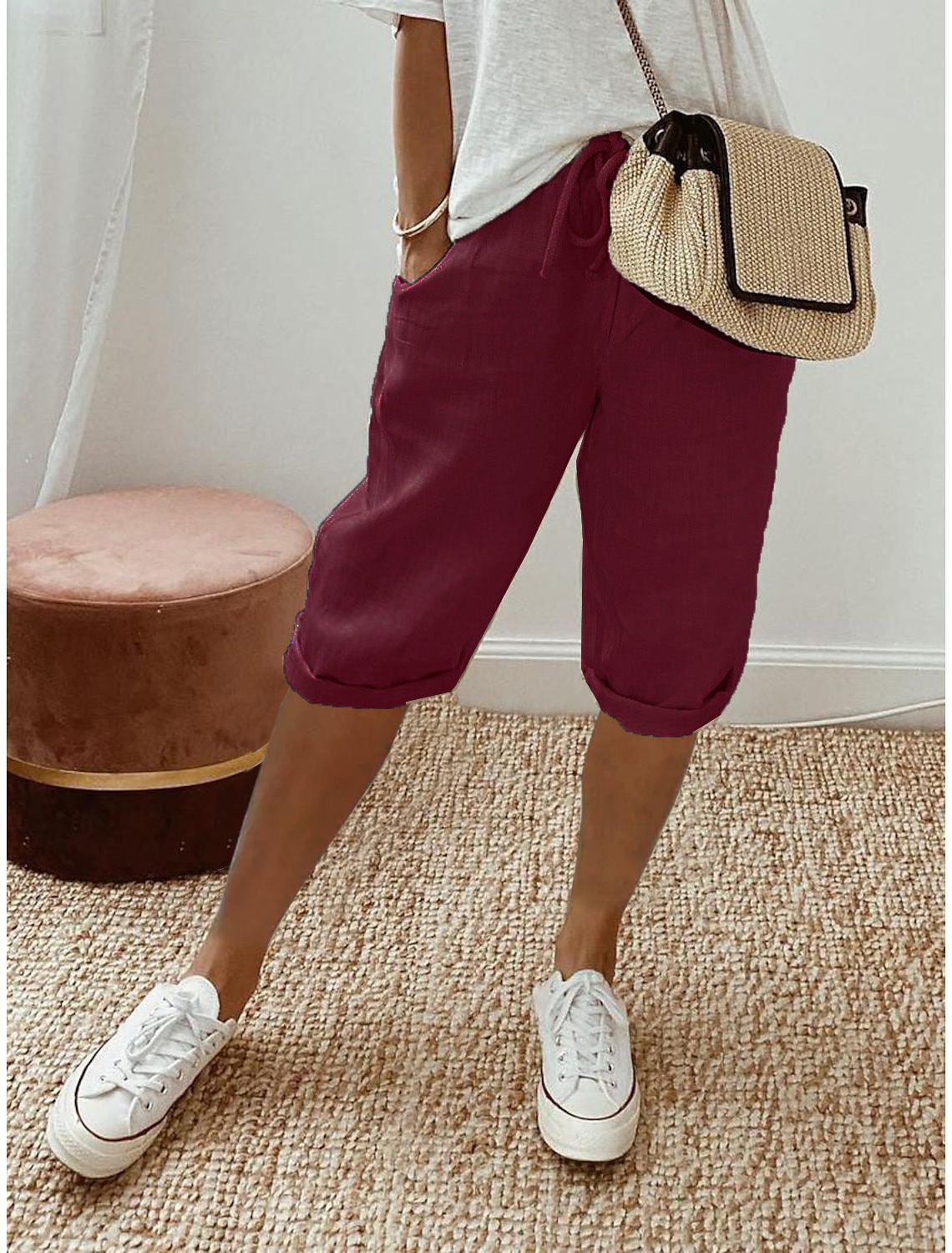 💞 50K+ VERKAUFT! ⚡👖Lässige Caprihosen aus Baumwoll-Leinen für Damen