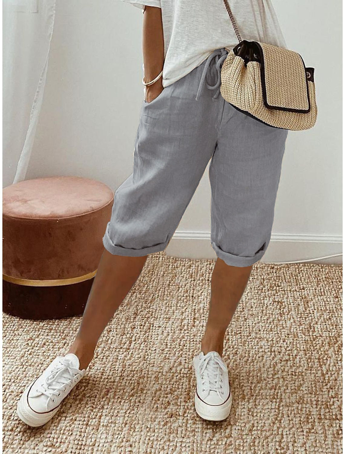 💞 50K+ VERKAUFT! ⚡👖Lässige Caprihosen aus Baumwoll-Leinen für Damen