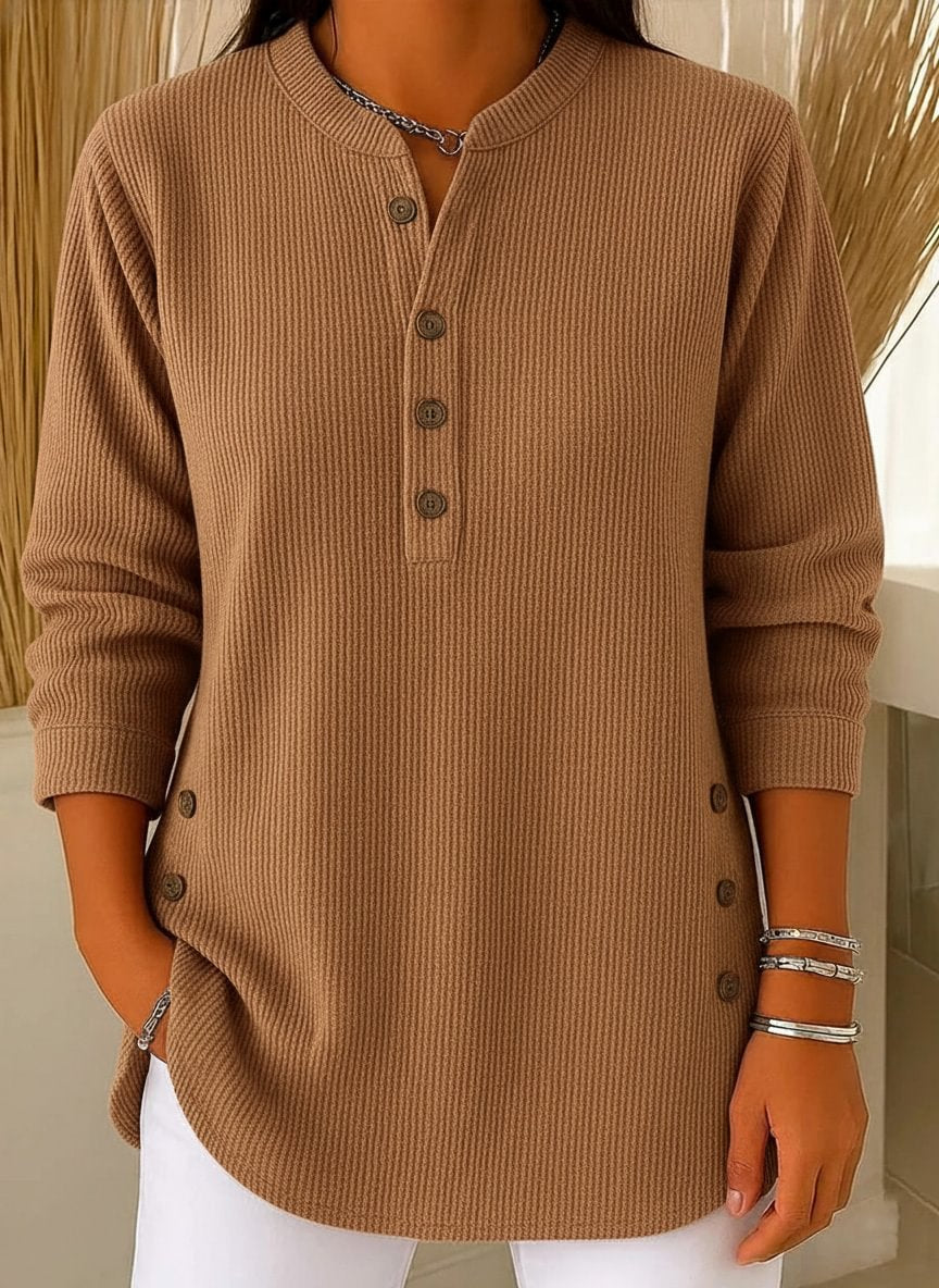 ✨🎅Weihnachtsangebote – Nur für kurze Zeit!⏰Langärmeliges, locker gestricktes Sweatshirt aus einfarbigem Material mit Rundhalsausschnitt für Damen