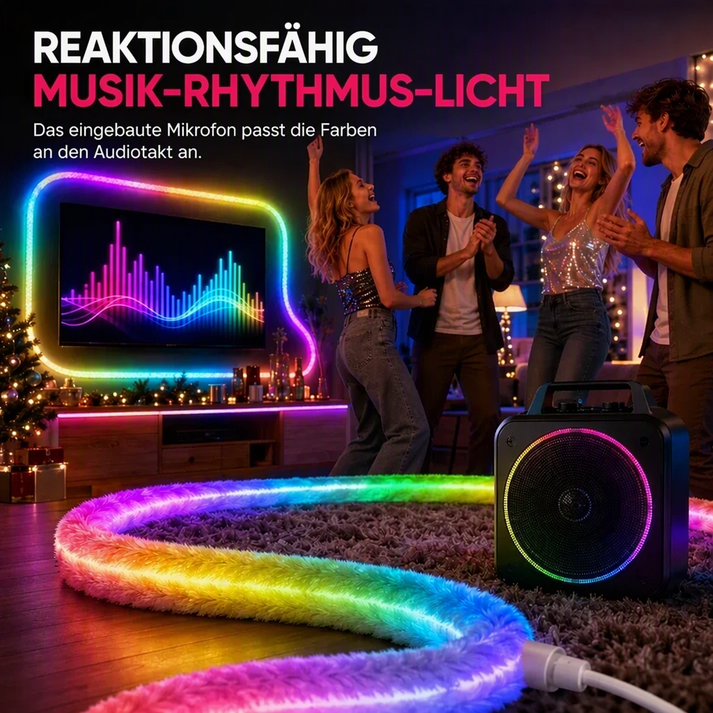 ✨ 50% RABATT! 🌟360° rundum leuchtendes plüschiges Neon-LED-Streifenlicht mit RGB-Verfolgungs- und Fließlichteffekt, per Bluetooth-App und Fernbedienung steuerbar