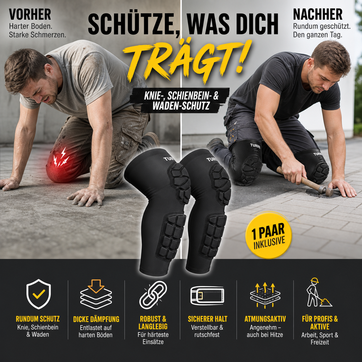 ⏳Zeitlich begrenztes Sonderangebot⏰Stoßfeste Knieschoner für Sport, dämpfen Stöße, bequem atmungsaktiv, ideal für verschiedene Sportarten🦵