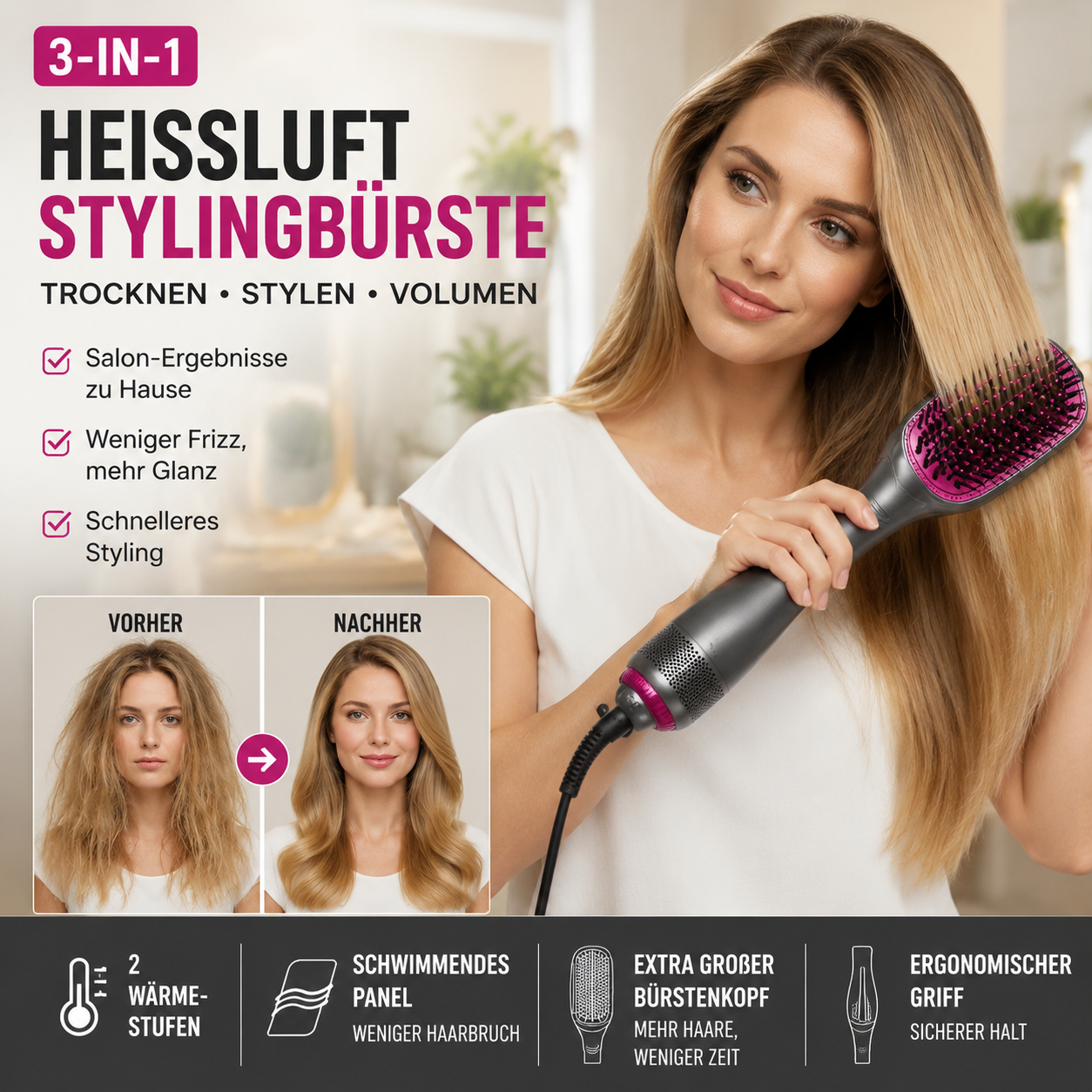 🎉 Sonderangebot heute! 💕 Multifunktionale Stylingbürste