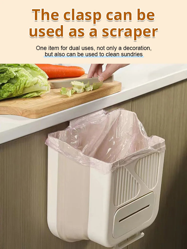 🧺 Klappbarer Hängemülleimer für Küchenschränke – 10L Fassungsvermögen, integrierter Müllbeutelspender, kein Bücken mehr beim Kochen