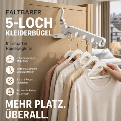 🧥 Faltbarer Kleiderbügel – 5 Haken, platzsparend, ideal für Reisen!
