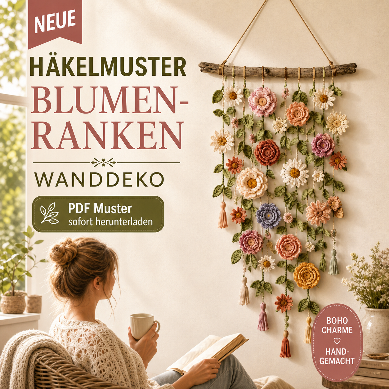 ❄️Sommerfrische 50 % Rabatt!🌸Boho-Dekoration mit all'uncinetto Blumen 🌸🌿