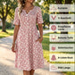 🏖️ Sommer-Sale 60% Rabatt 🏝️👗Lässiges V-Ausschnitt-Kleid für Damen mit Print & Taschen✨