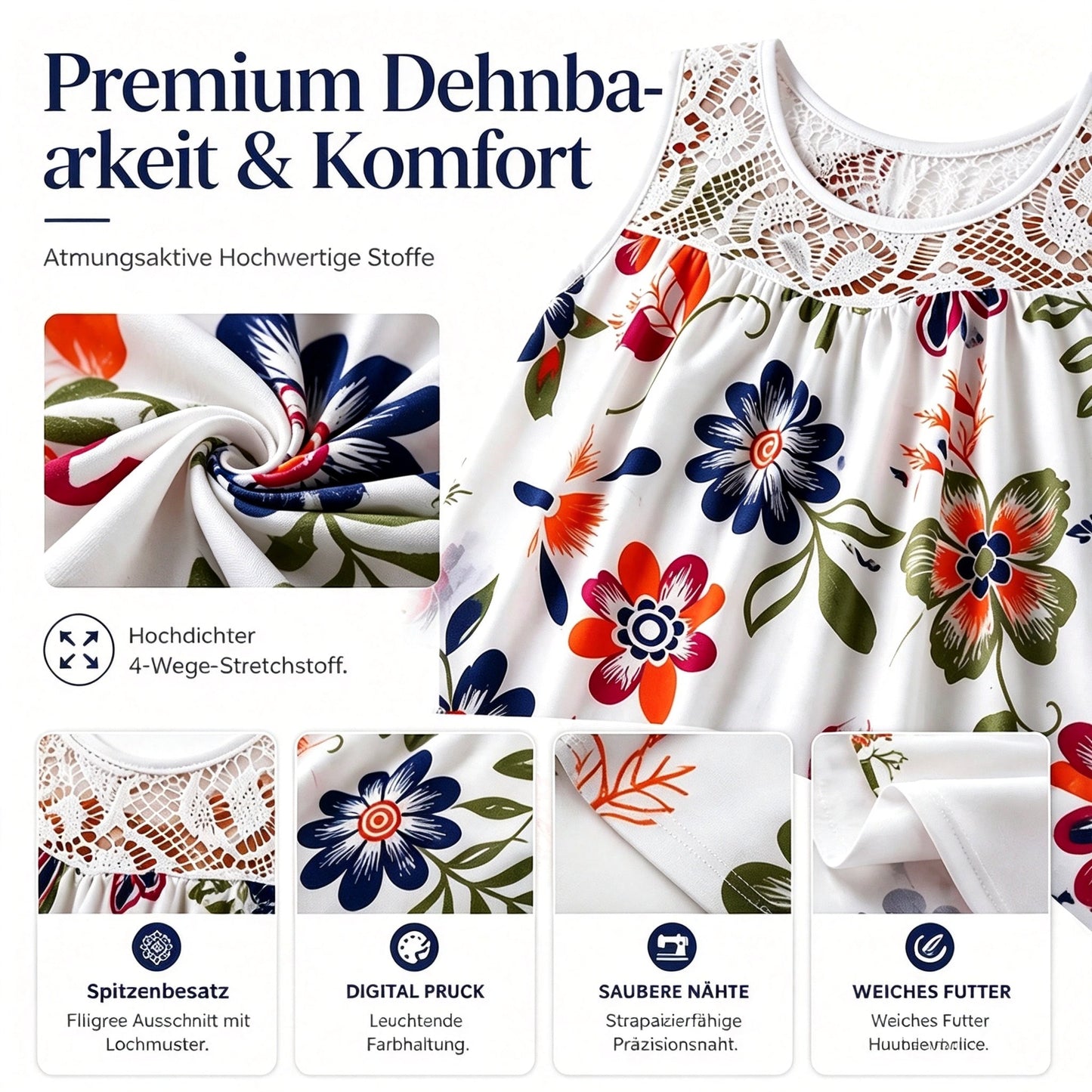 💥Letzter Tag – 50% RABATT!!⚡Über 50.000 verkauft👗Elegantes, ärmelloses Damen-Kleid mit Blumenmuster