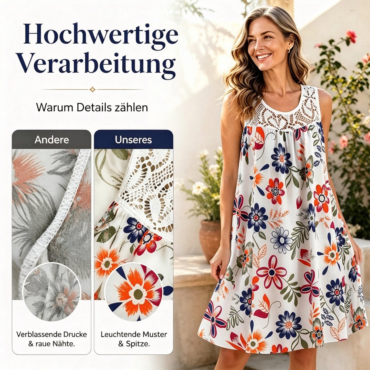 💥Letzter Tag – 50% RABATT!!⚡Über 50.000 verkauft👗Elegantes, ärmelloses Damen-Kleid mit Blumenmuster