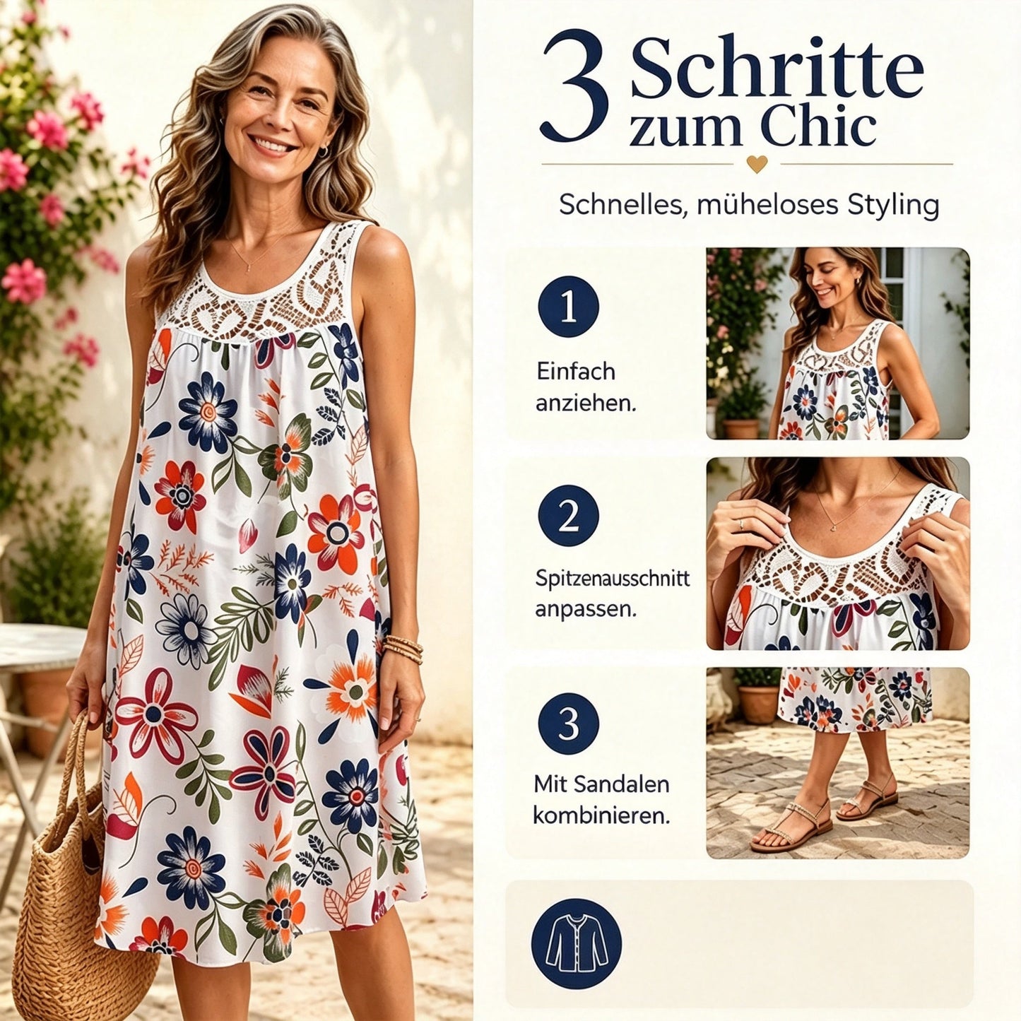 💥Letzter Tag – 50% RABATT!!⚡Über 50.000 verkauft👗Elegantes, ärmelloses Damen-Kleid mit Blumenmuster