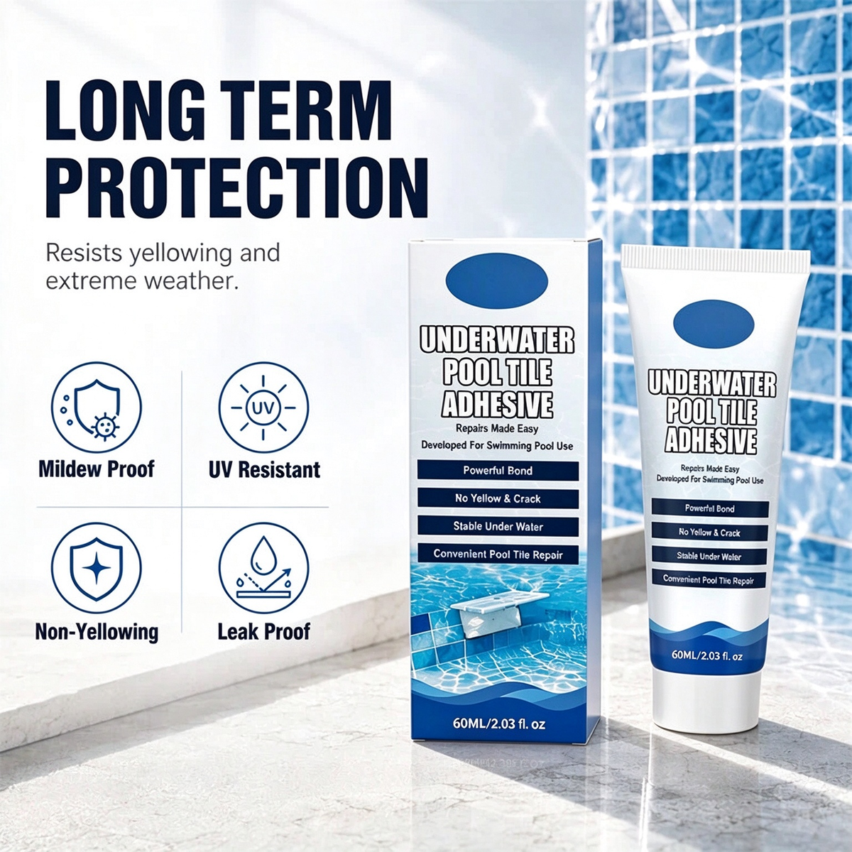 💧 50% RABATT! 🔧 Hochfester Unterwasser-Kleber – Für Poolfliesen & Reparaturen ✨