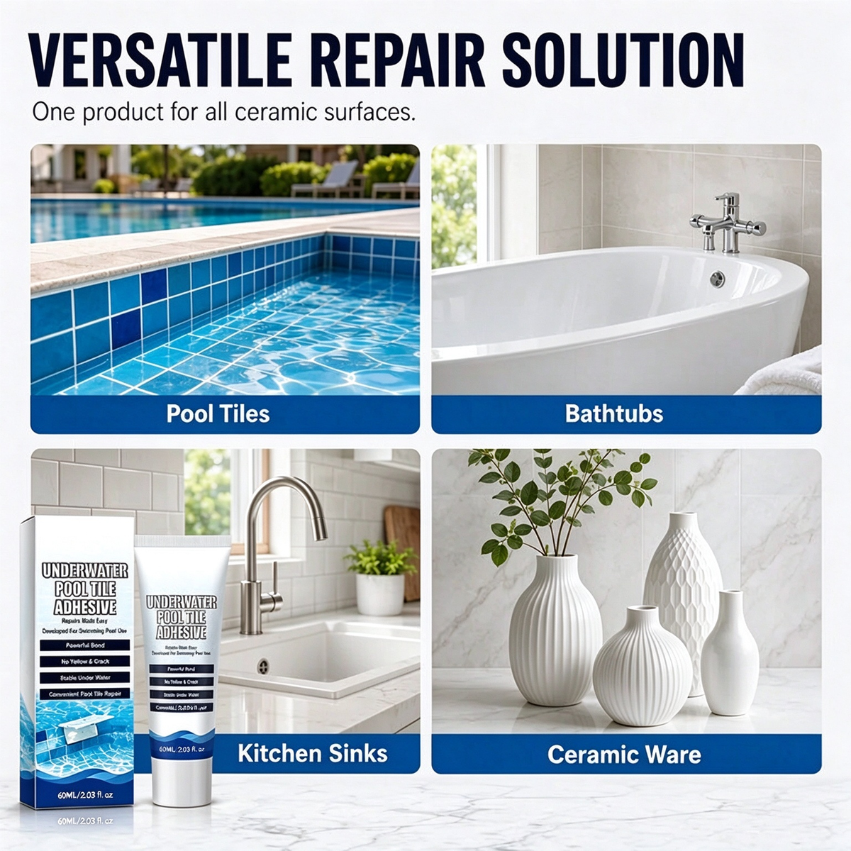 💧 50% RABATT! 🔧 Hochfester Unterwasser-Kleber – Für Poolfliesen & Reparaturen ✨